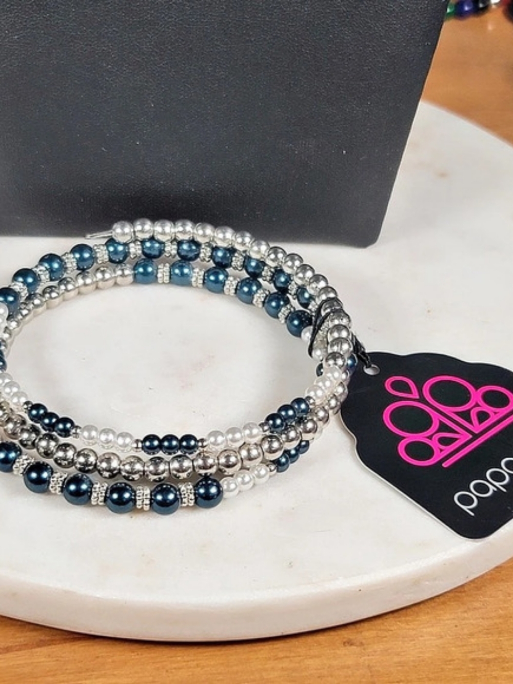 Paparazzi Beaded Bracelet in Silver & Blue